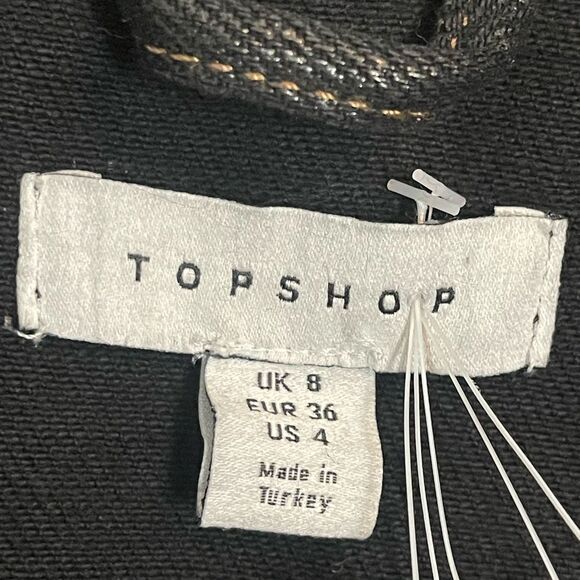 ASOS Topshop Women's Dark Blue Coated Denim Shirt Jacket chore barn trench 4 - Picture 11 of 11